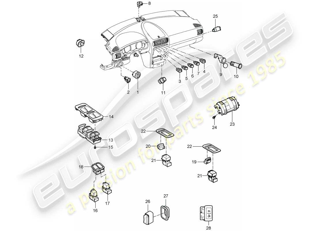 porsche cayenne (2004) switch part diagram