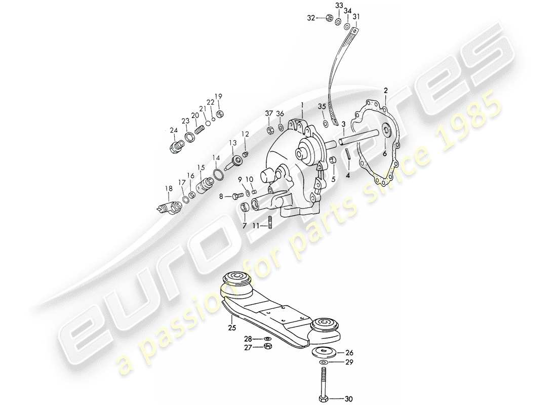 porsche 911 (1973) transmission cover - transmission suspension - sportomatic - d >> - mj 1971 part diagram