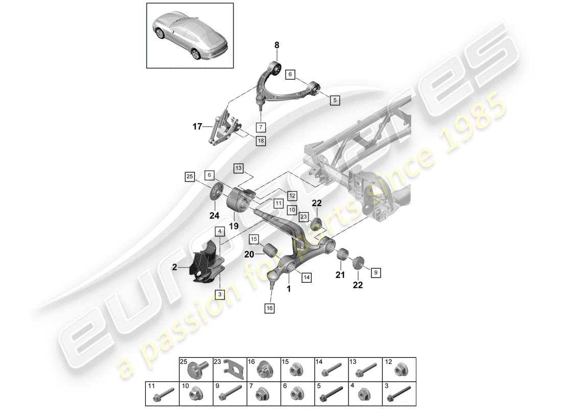 porsche panamera 971 (2020) track control arm part diagram