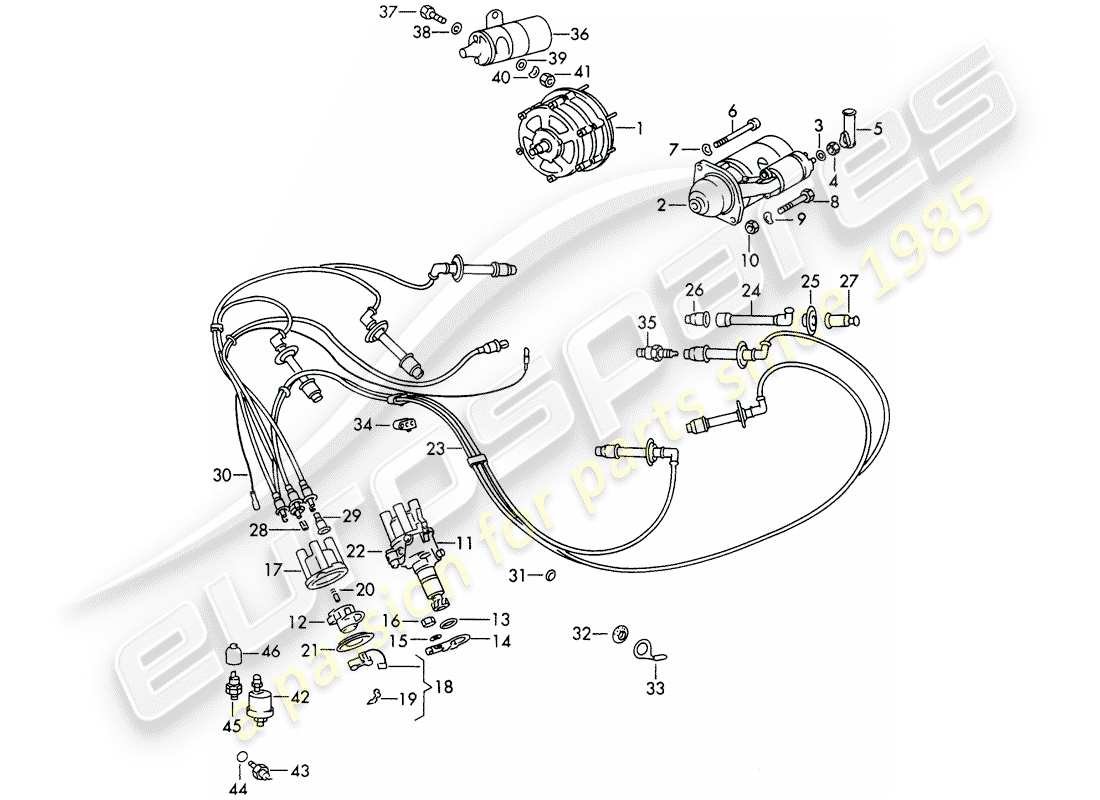 porsche 911/912 (1967) engine electrics part diagram