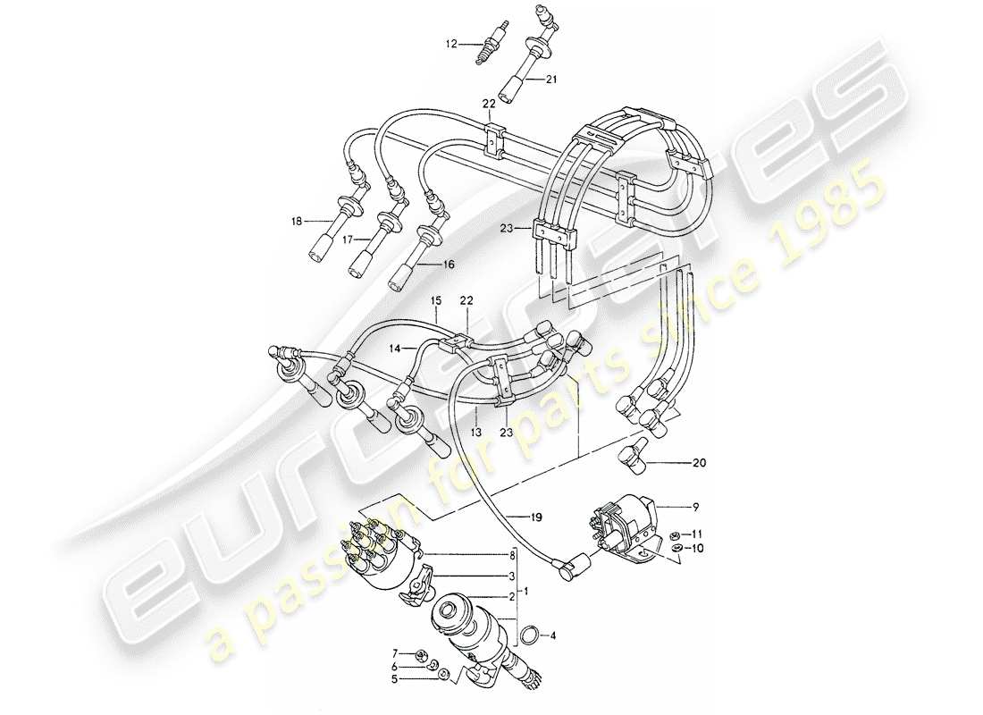 porsche 964 (1990) engine electrics 1 part diagram