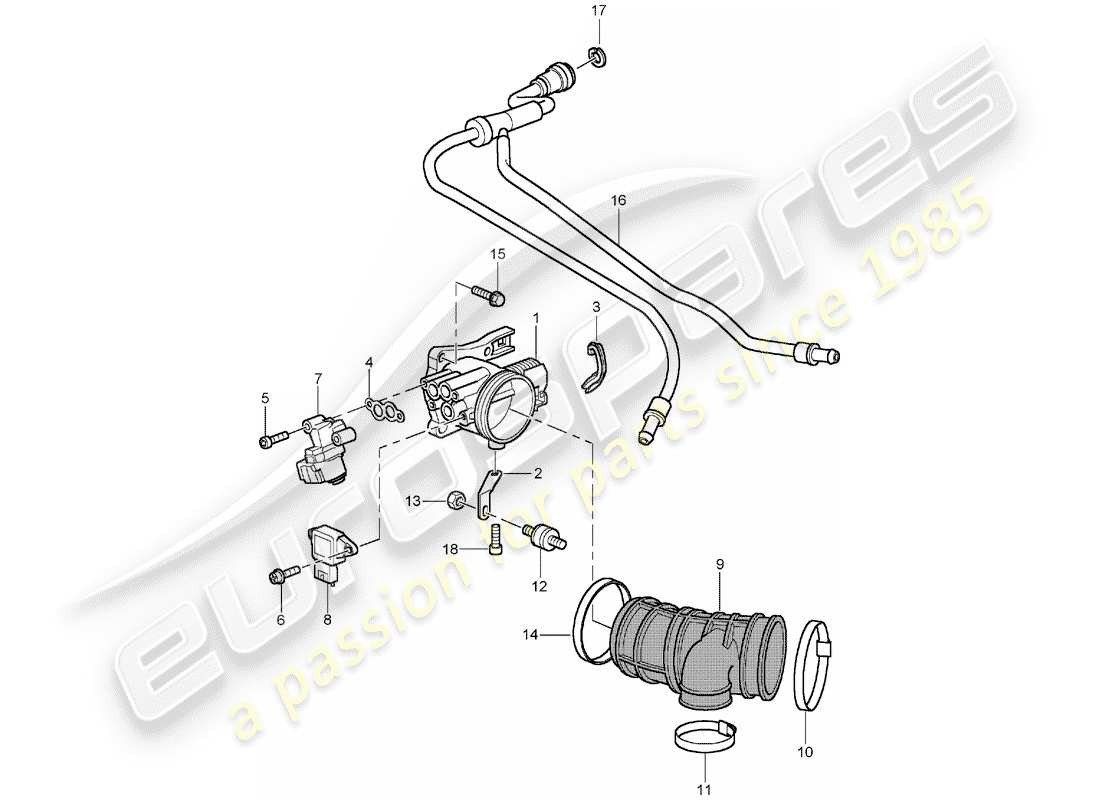 porsche 996 (2004) throttle body parts diagram