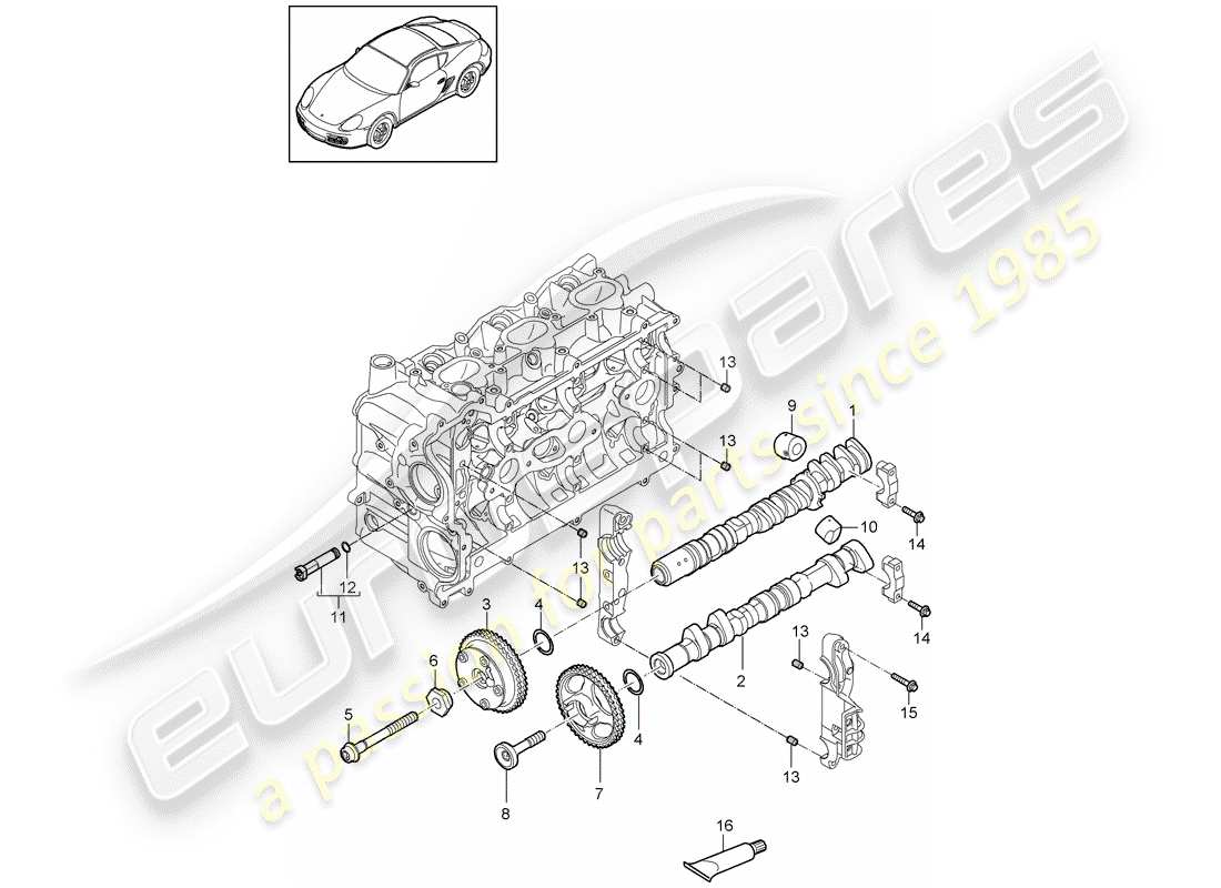 porsche cayman 987 (2012) camshaft parts diagram