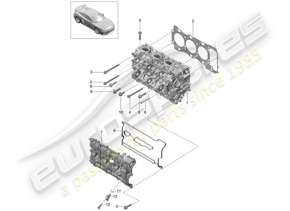 porsche 2016 cylinder head part diagram