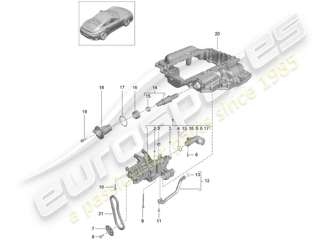 porsche 991 turbo (2019) oil pump part diagram