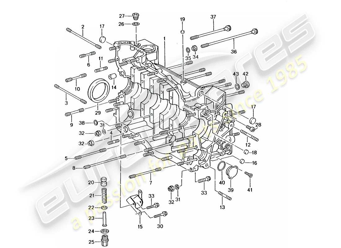 porsche 996 gt3 (2002) crankcase part diagram