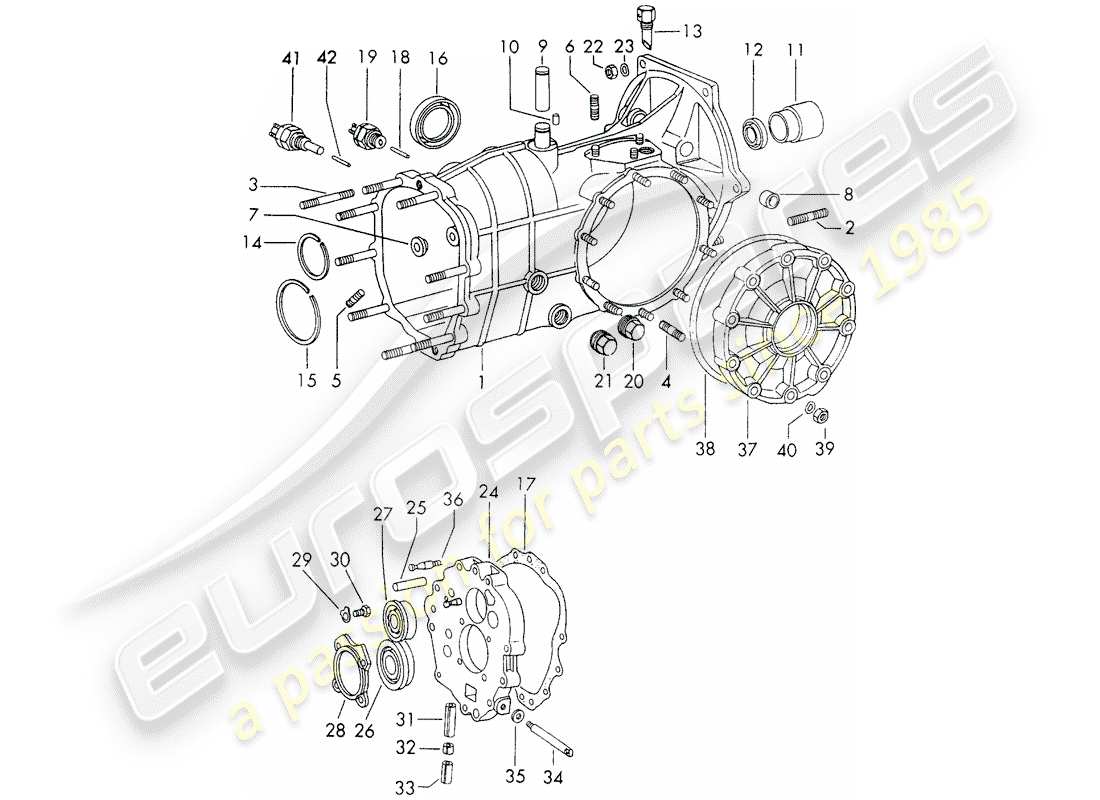 porsche 911 (1972) transmission case - sportomatic - d >> - mj 1971 part diagram