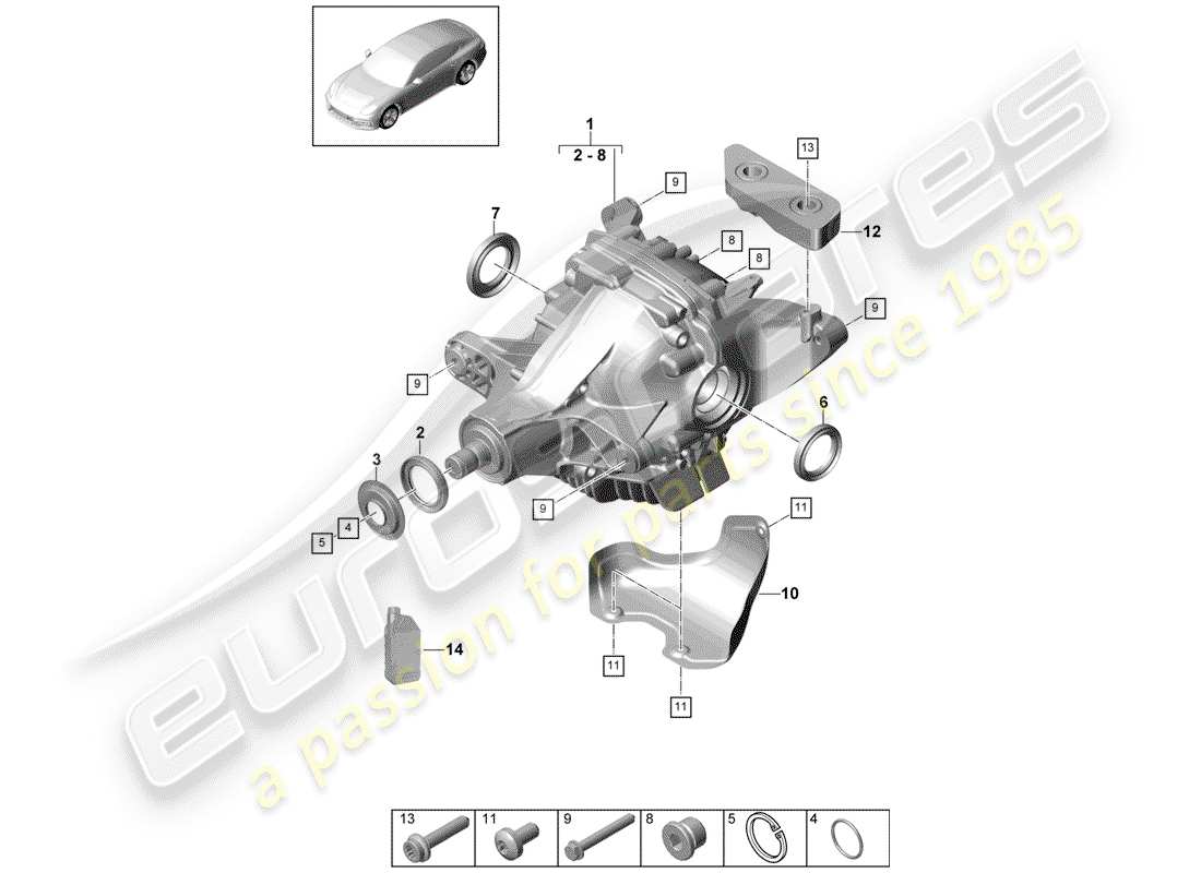 porsche panamera 971 (2020) rear axle differential part diagram
