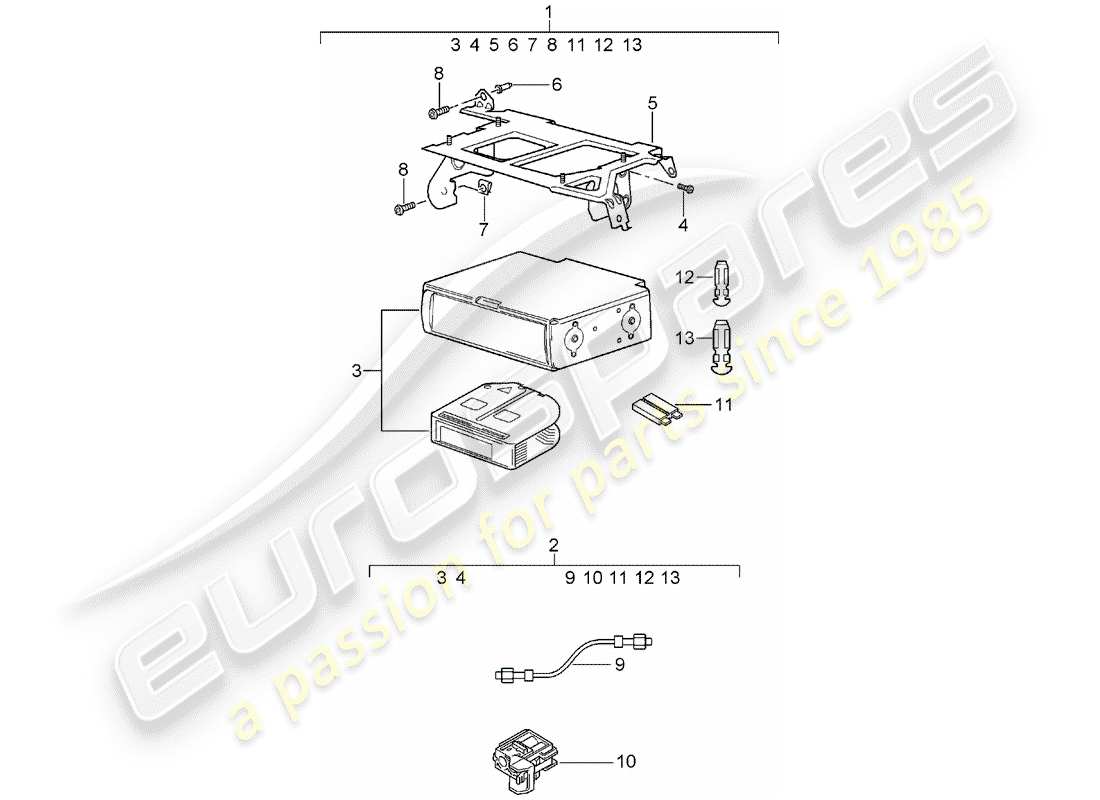 porsche tequipment cayenne (2009) cd-changer parts diagram