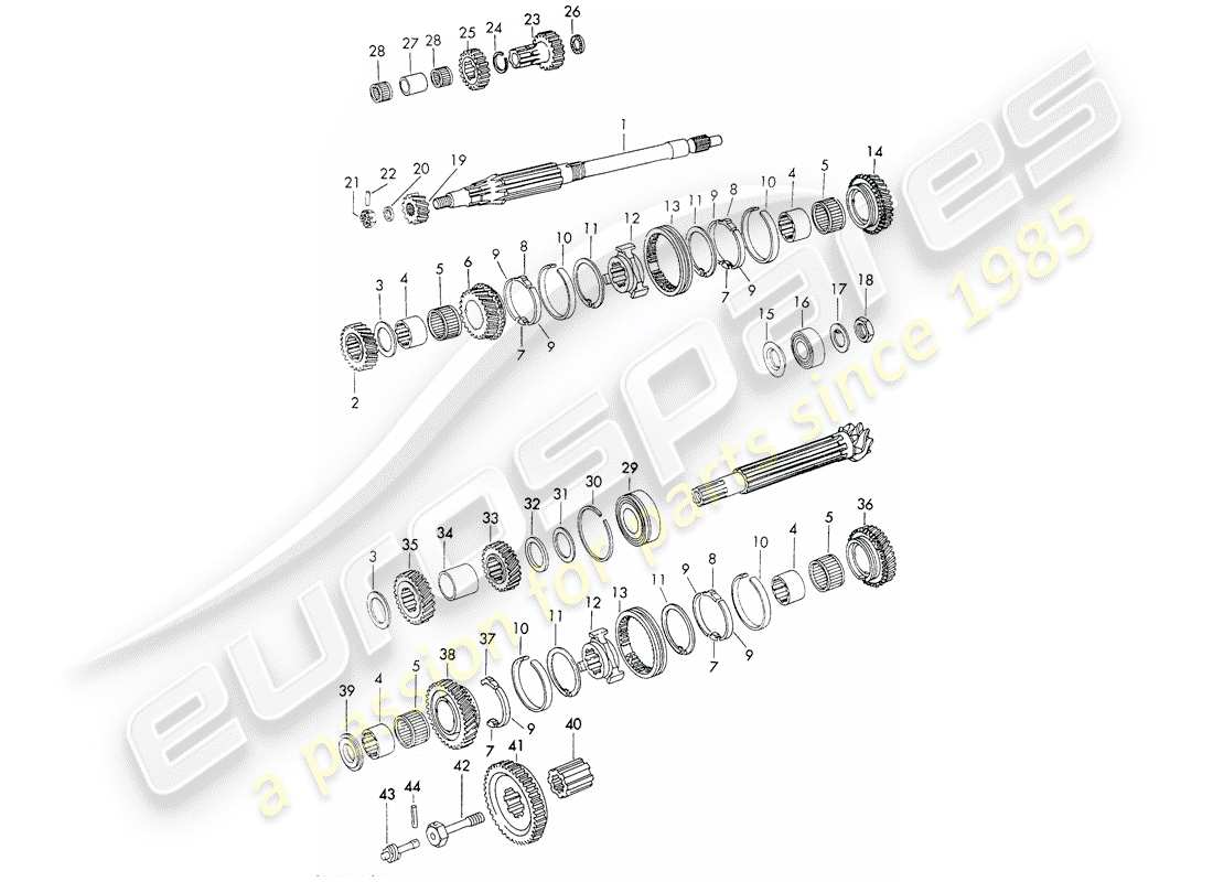 porsche 911 (1971) gears and shafts - sportomatic - - d >> - mj 1970 parts diagram