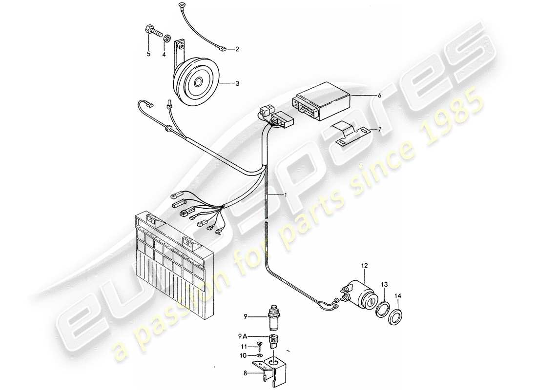 porsche 944 (1987) alarm system parts diagram