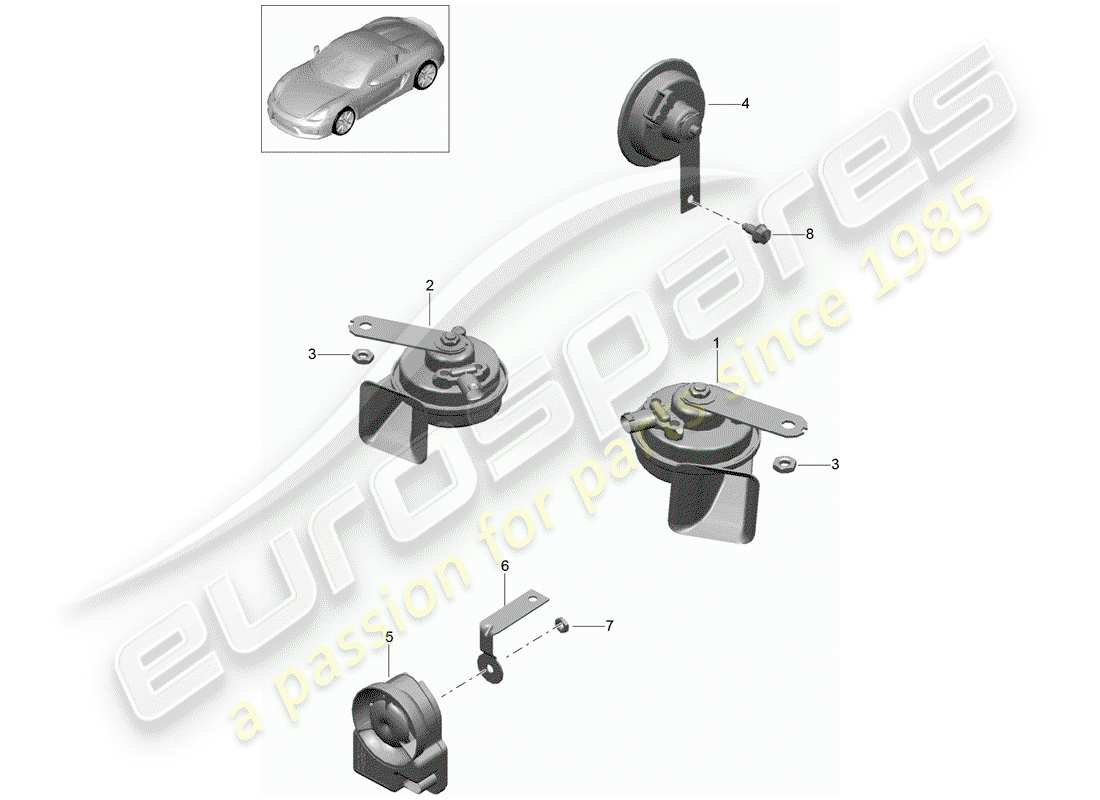 porsche 2016 fanfare horn parts diagram