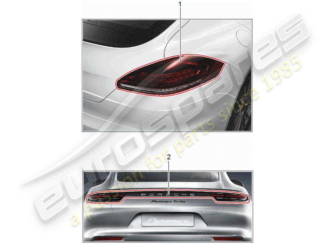 porsche tequipment panamera (2018) rear light part diagram