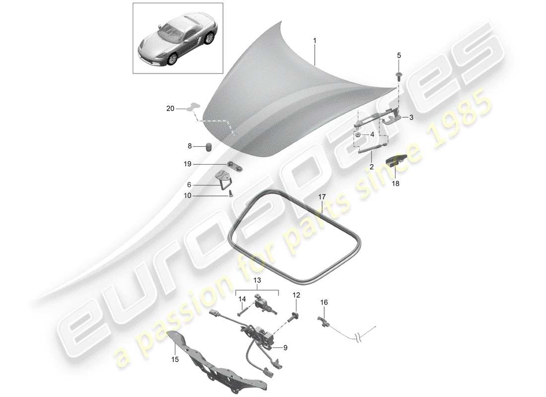 porsche 718 boxster (2020) cover part diagram