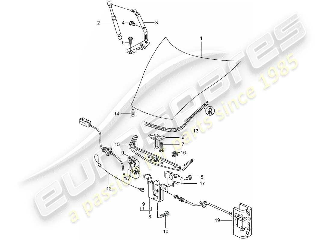 porsche 996 t/gt2 (2001) cover parts diagram