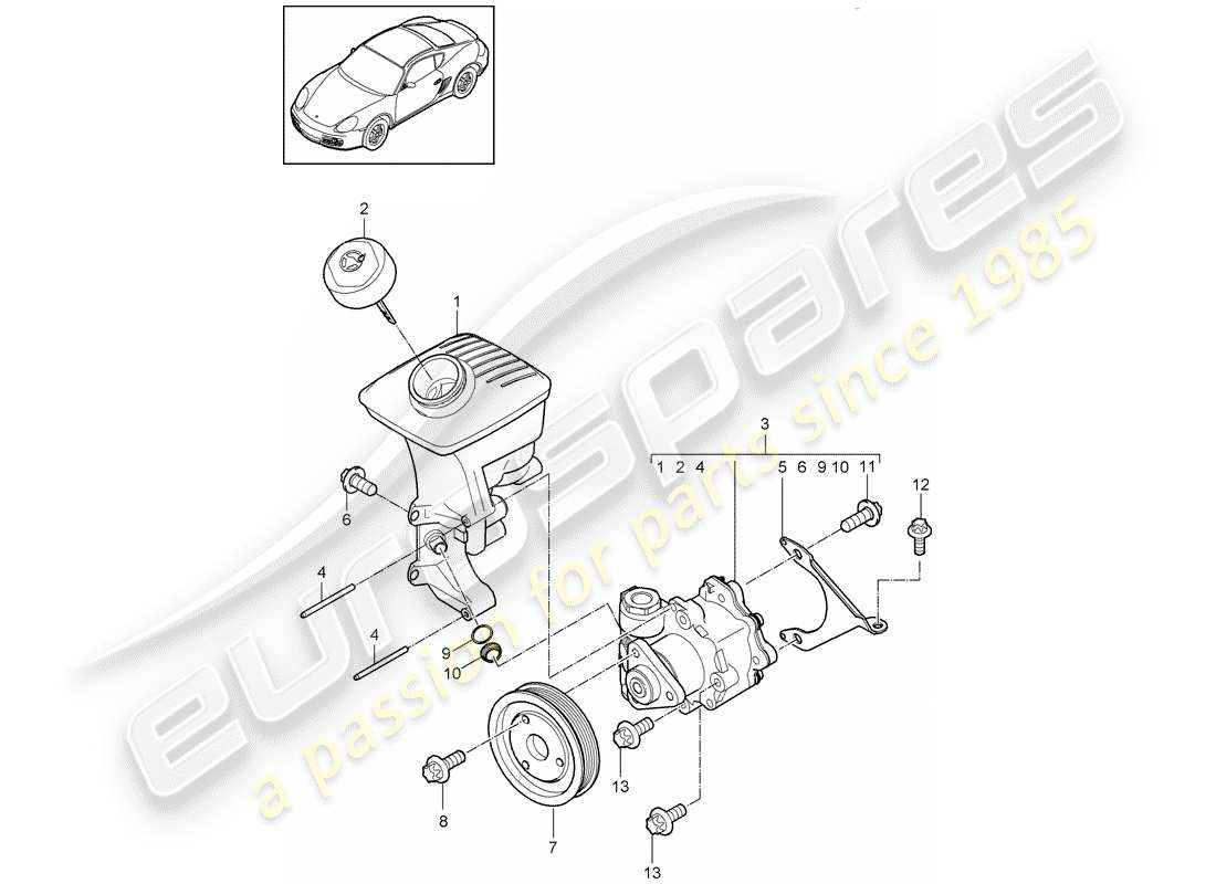 porsche cayman 987 (2012) power steering parts diagram