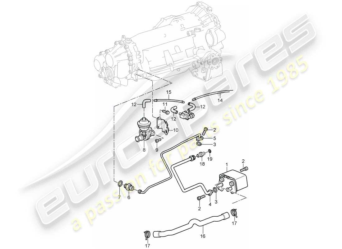 porsche 996 (2003) tiptronic - - gear oil cooler - oil pressure line for - gear oil cooling - d - mj 2002>> part diagram