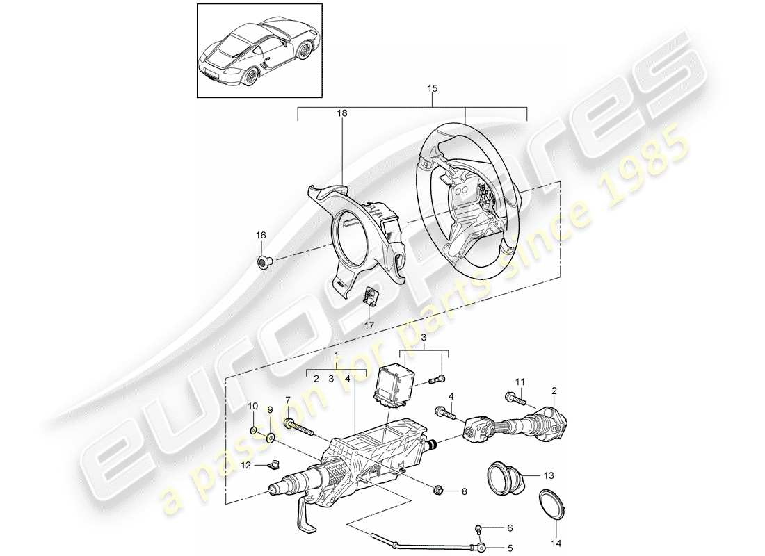 porsche cayman 987 (2012) steering protective pipe part diagram