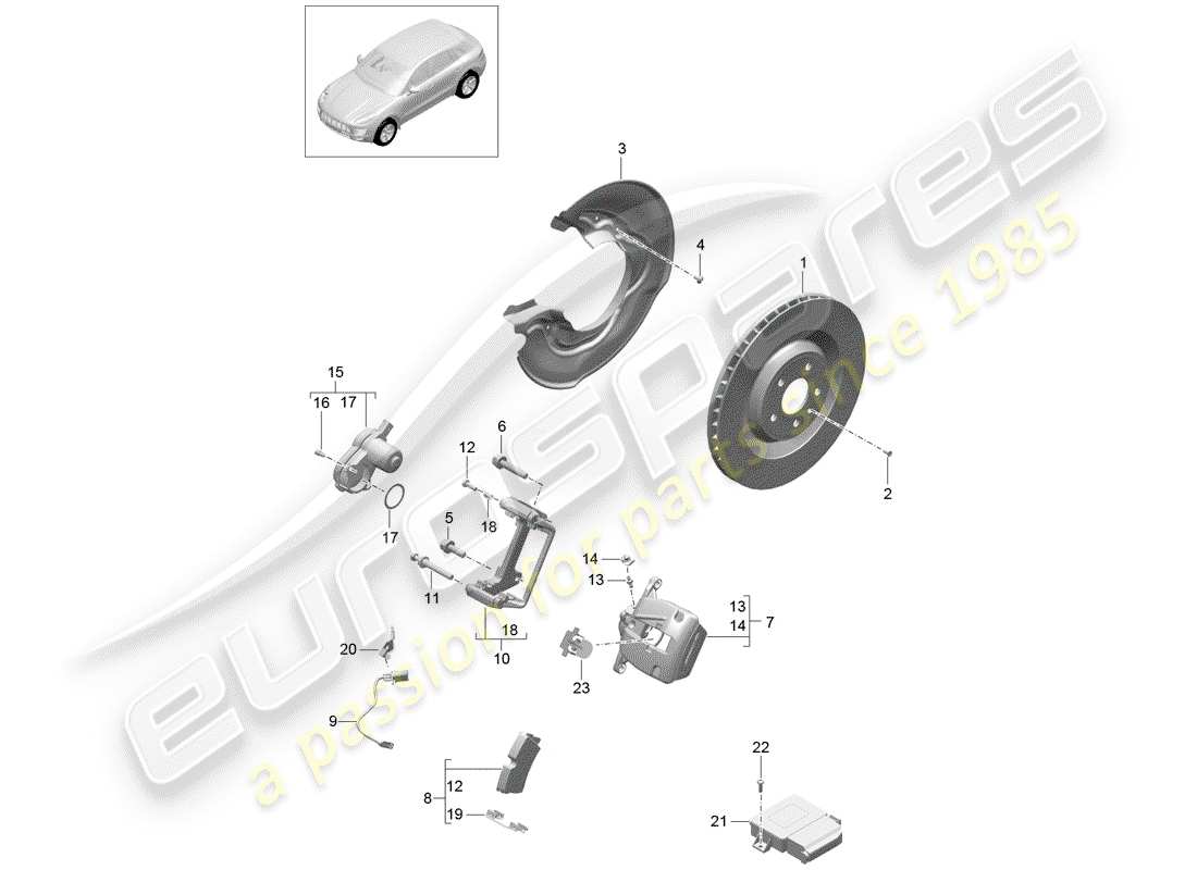 porsche macan (2016) disc brakes part diagram