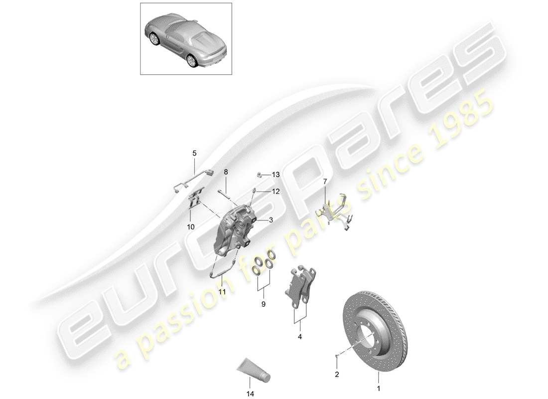 porsche 2016 disc brakes parts diagram