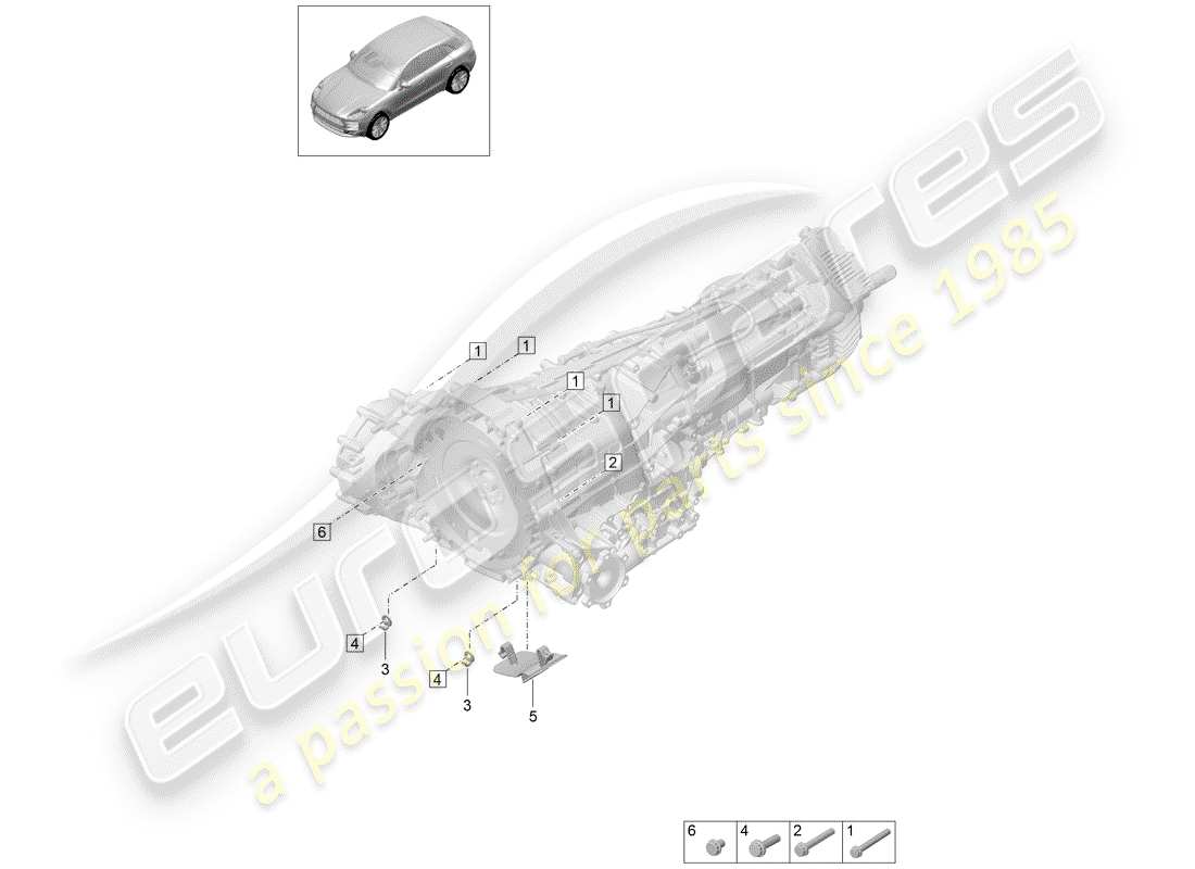 porsche macan (2019) mounting parts for engine and parts diagram