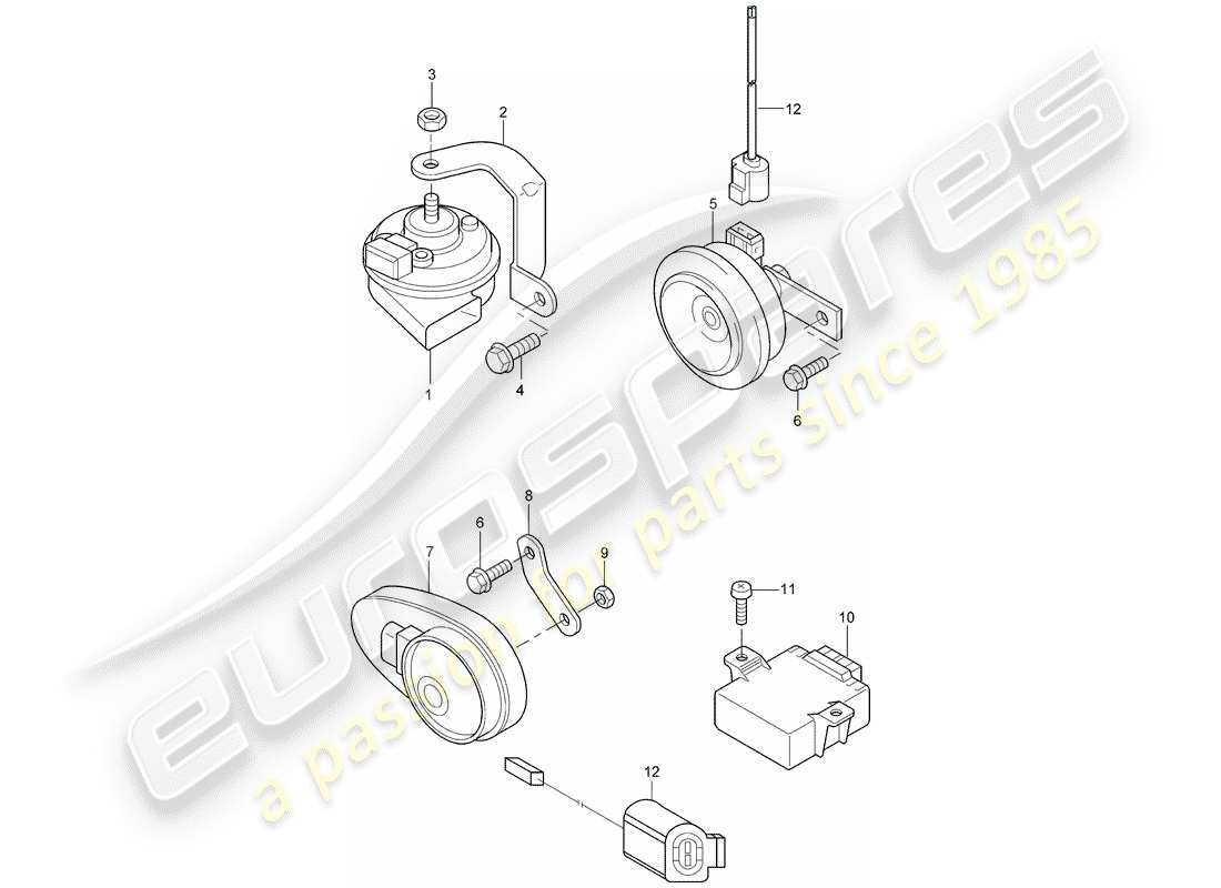 porsche cayenne (2009) fanfare horn part diagram