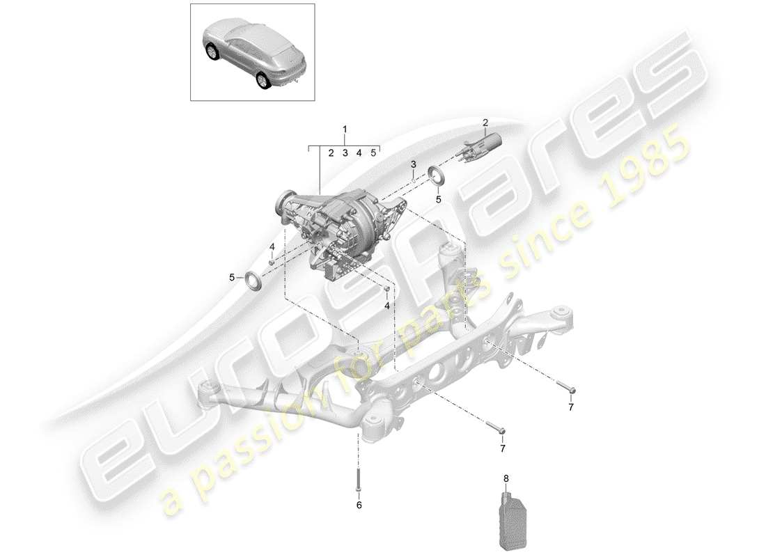 porsche macan (2017) rear axle differential parts diagram