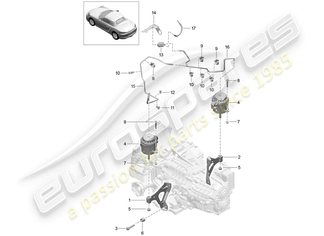 porsche 718 boxster (2020) sub frame part diagram