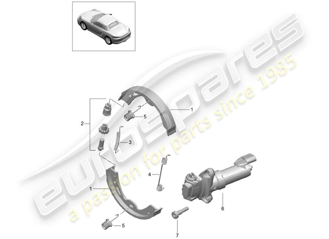 porsche 718 boxster (2020) parking brake part diagram