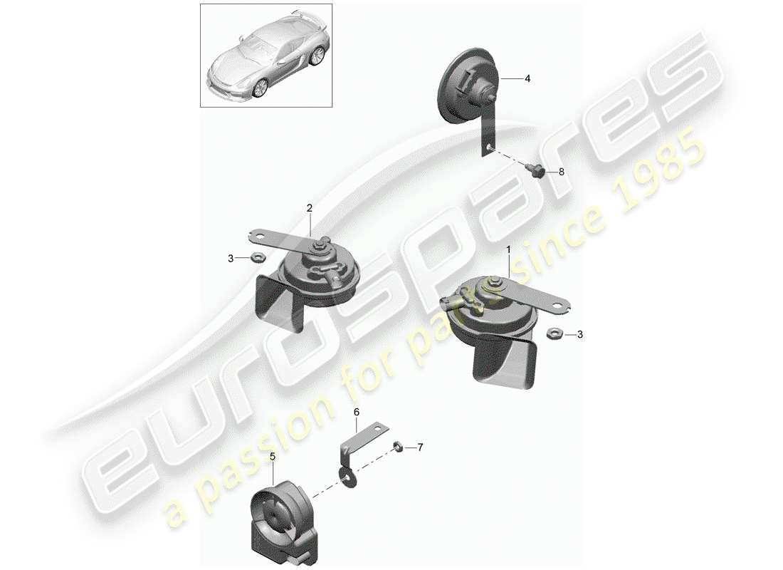 porsche 2016 fanfare horn part diagram