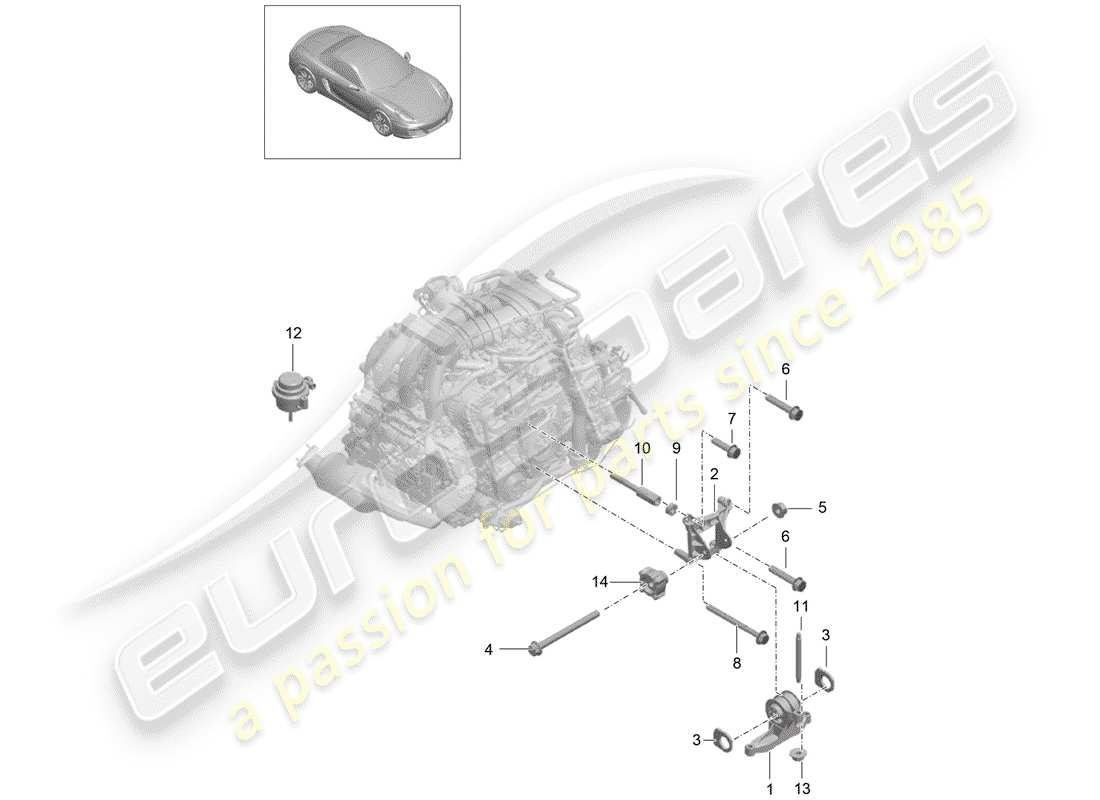 porsche boxster 981 (2015) engine suspension parts diagram