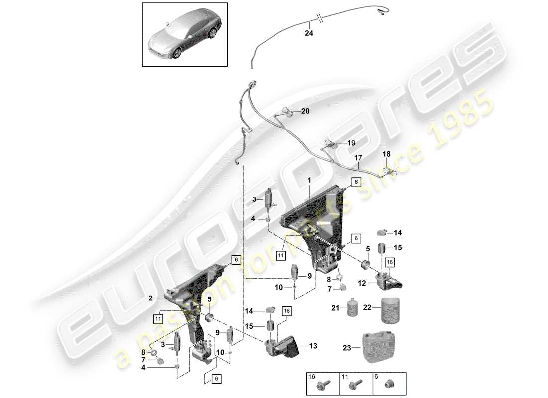 porsche panamera 971 (2020) windshield washer unit part diagram