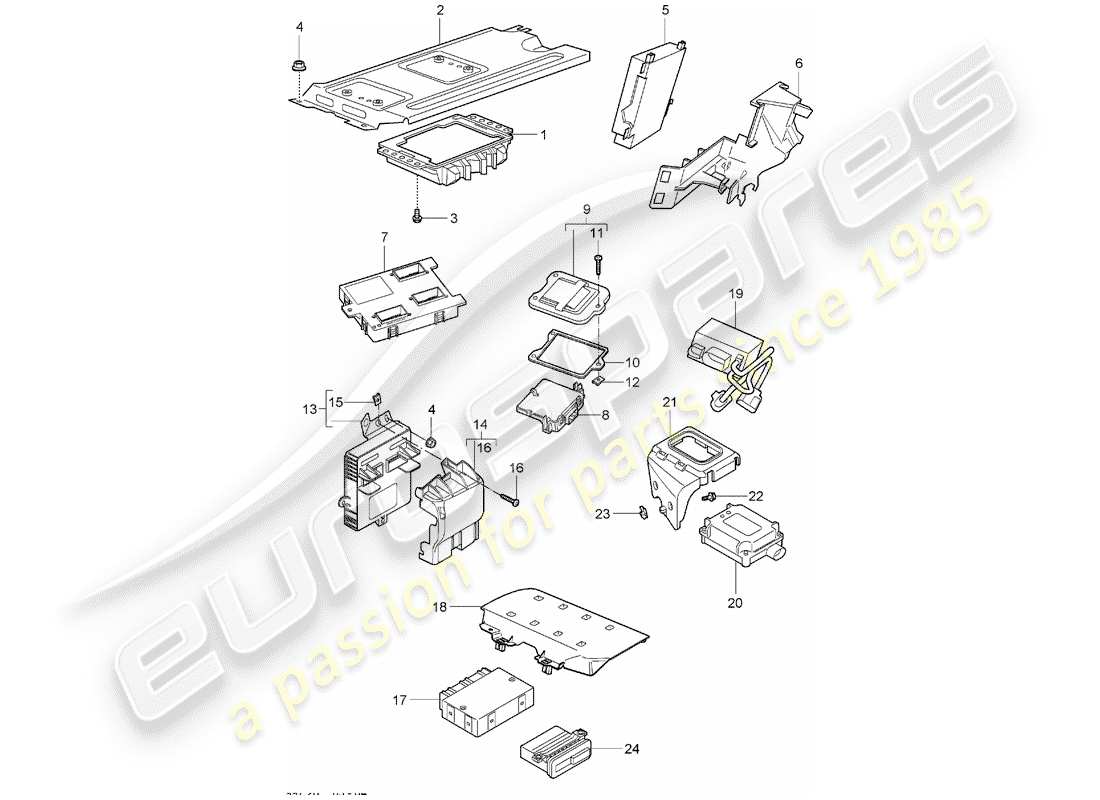 porsche 997 (2005) control units part diagram