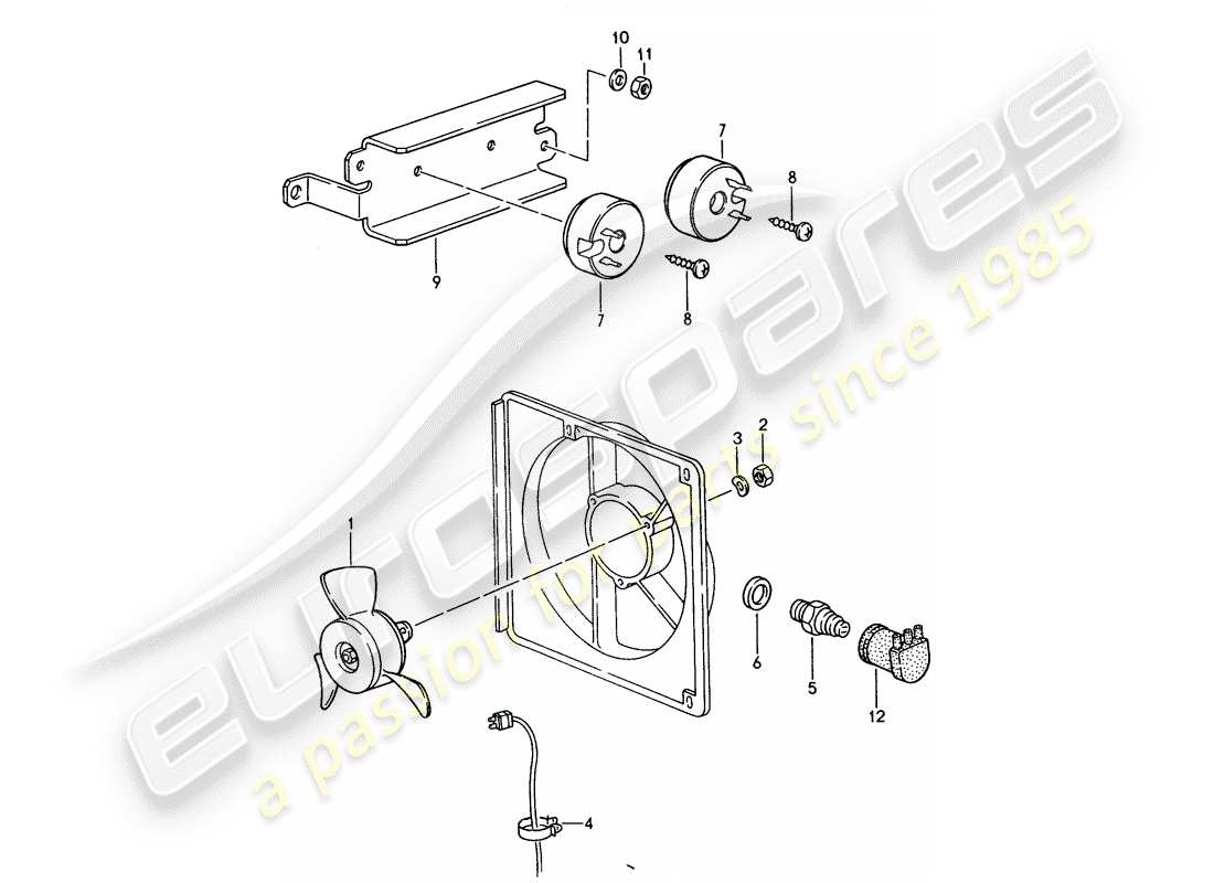 porsche 944 (1988) electric fan parts diagram