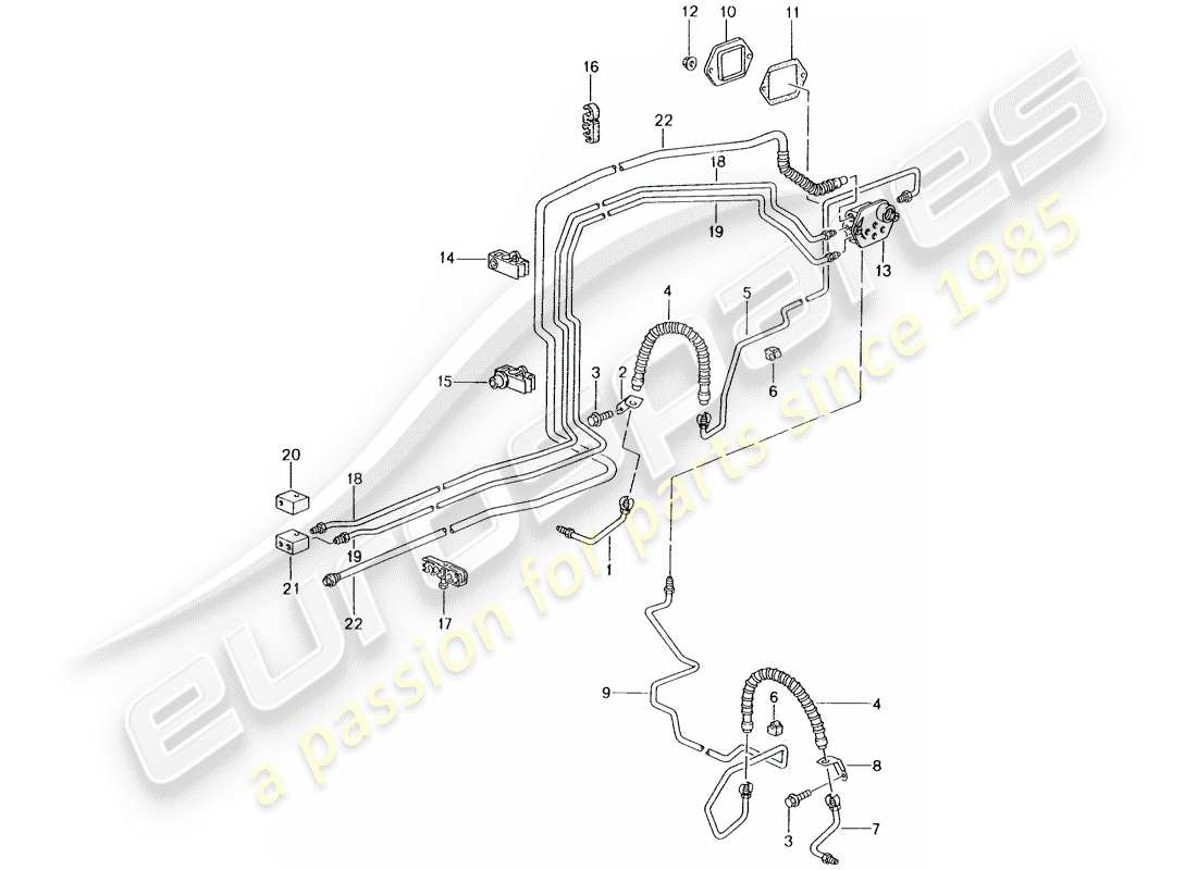 porsche 996 (2003) brake line - front axle - underbody - vacuum line part diagram
