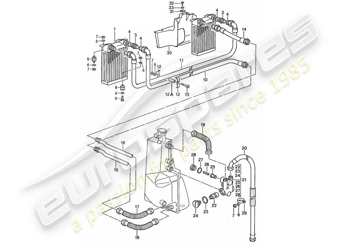porsche 959 (1988) engine lubrication - oil cooler part diagram