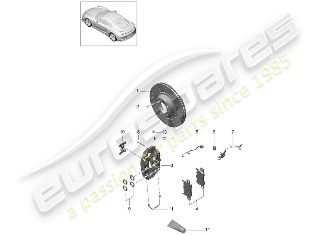 porsche 2016 disc brakes part diagram