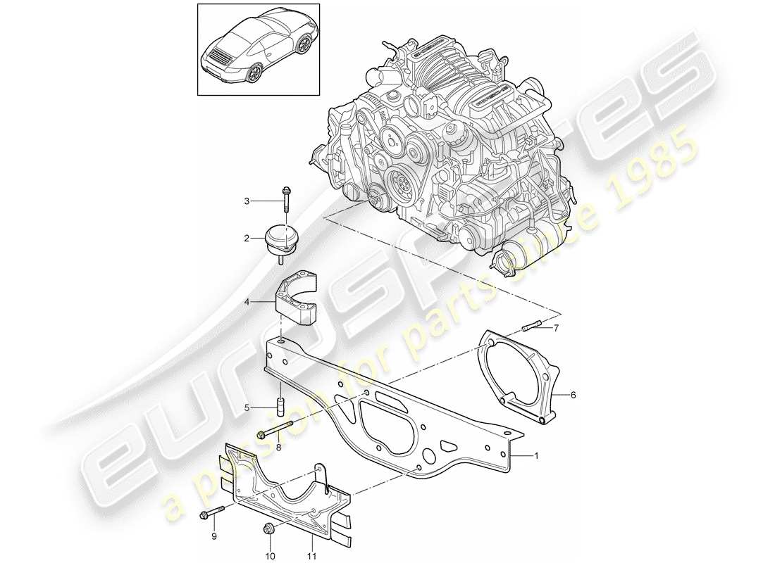 porsche 997 gen. 2 (2011) engine suspension part diagram