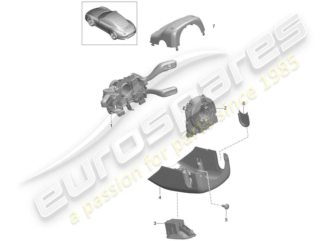 porsche 991 (2013) steering column switch parts diagram