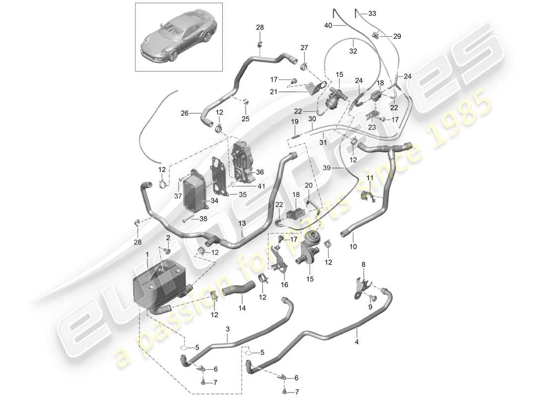 porsche 991 turbo (2019) - pdk - parts diagram