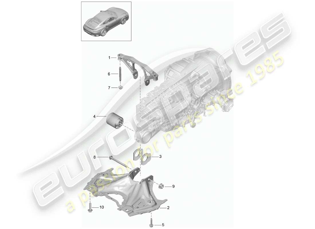 porsche 991 turbo (2019) sub frame parts diagram