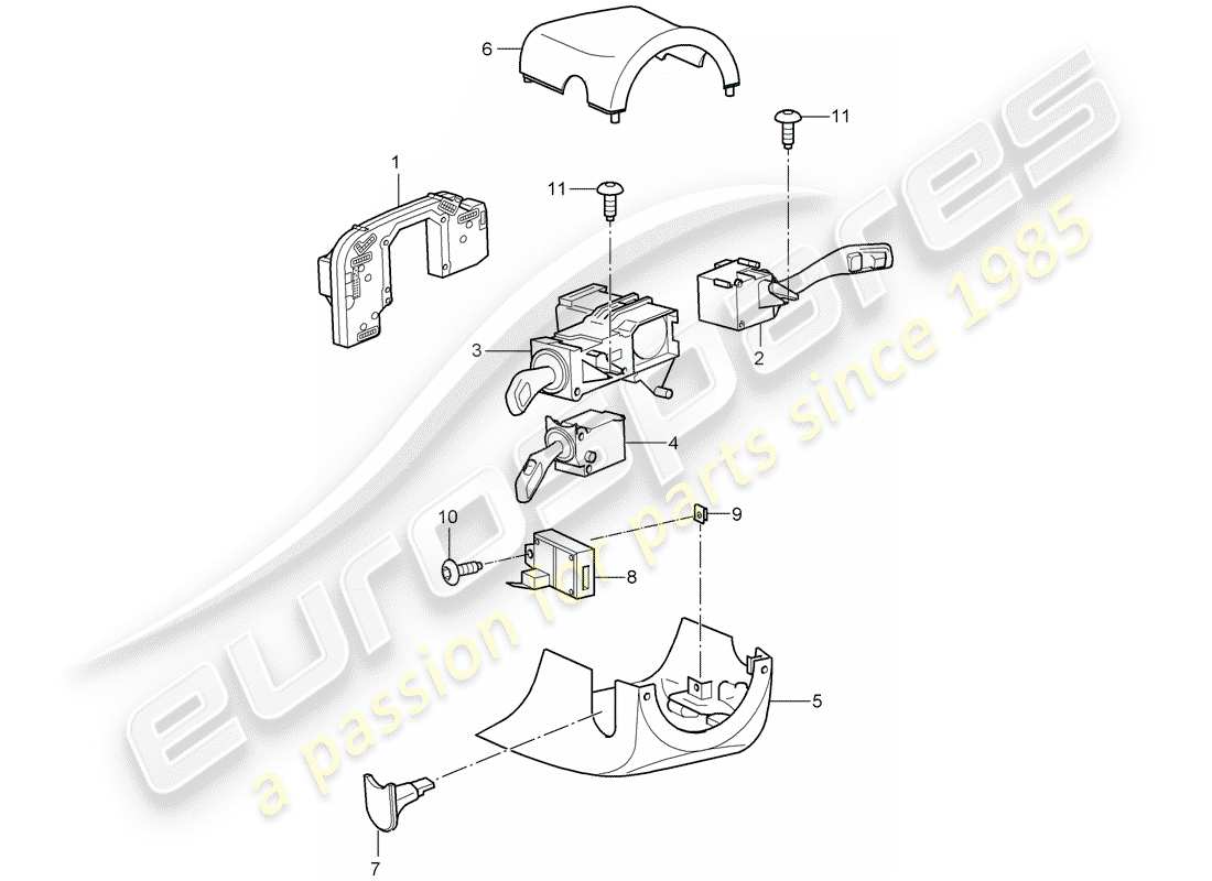 porsche cayenne (2007) steering column switch parts diagram