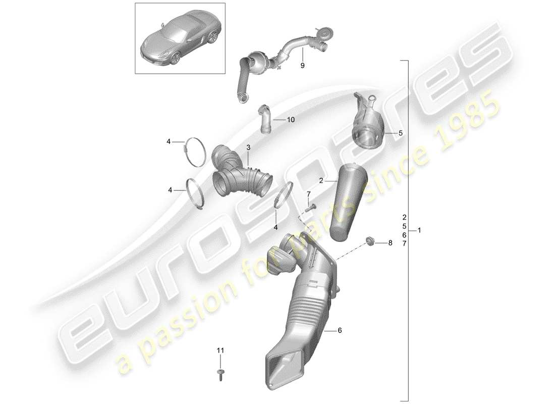 porsche boxster 981 (2015) air cleaner parts diagram