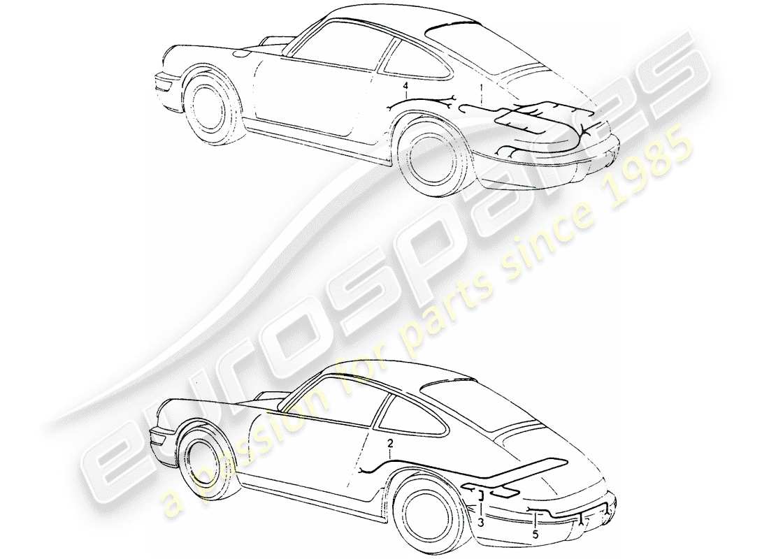 porsche 964 (1991) wiring harnesses - engine part diagram