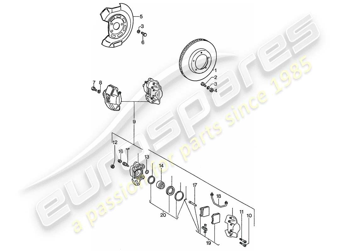 porsche 911 (1977) disc brakes - vorne part diagram