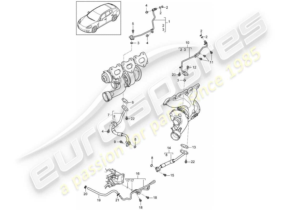 porsche panamera 970 (2016) oil pipe part diagram