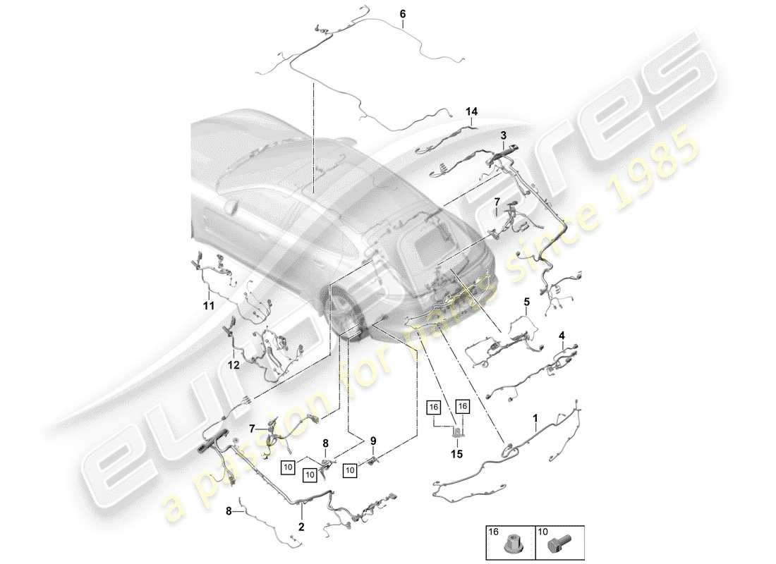 porsche panamera 971 (2020) wiring harnesses part diagram