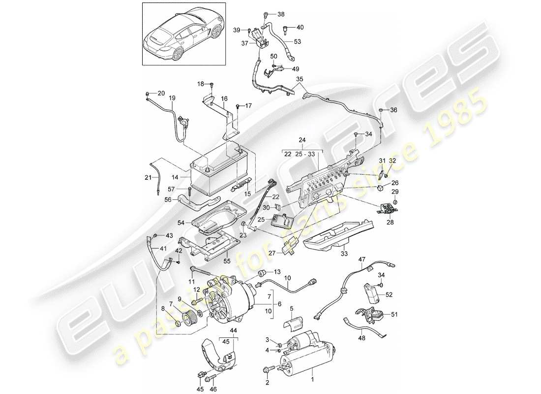 porsche panamera 970 (2016) starter part diagram