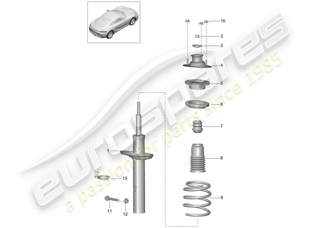 porsche 718 cayman (2019) shock absorber parts diagram