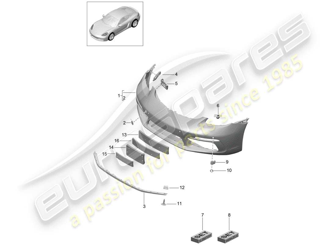 porsche 718 cayman (2020) bumper parts diagram